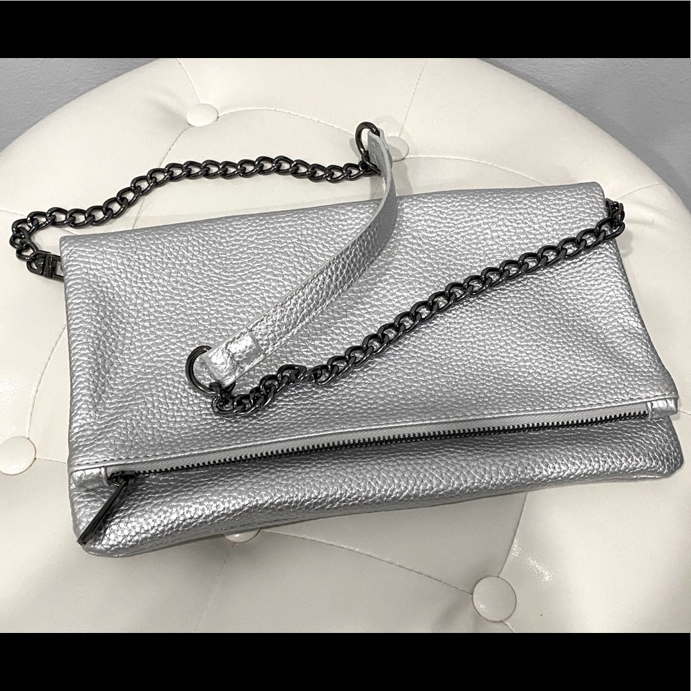 Metallic Gray Shoulder/Clutch Bag